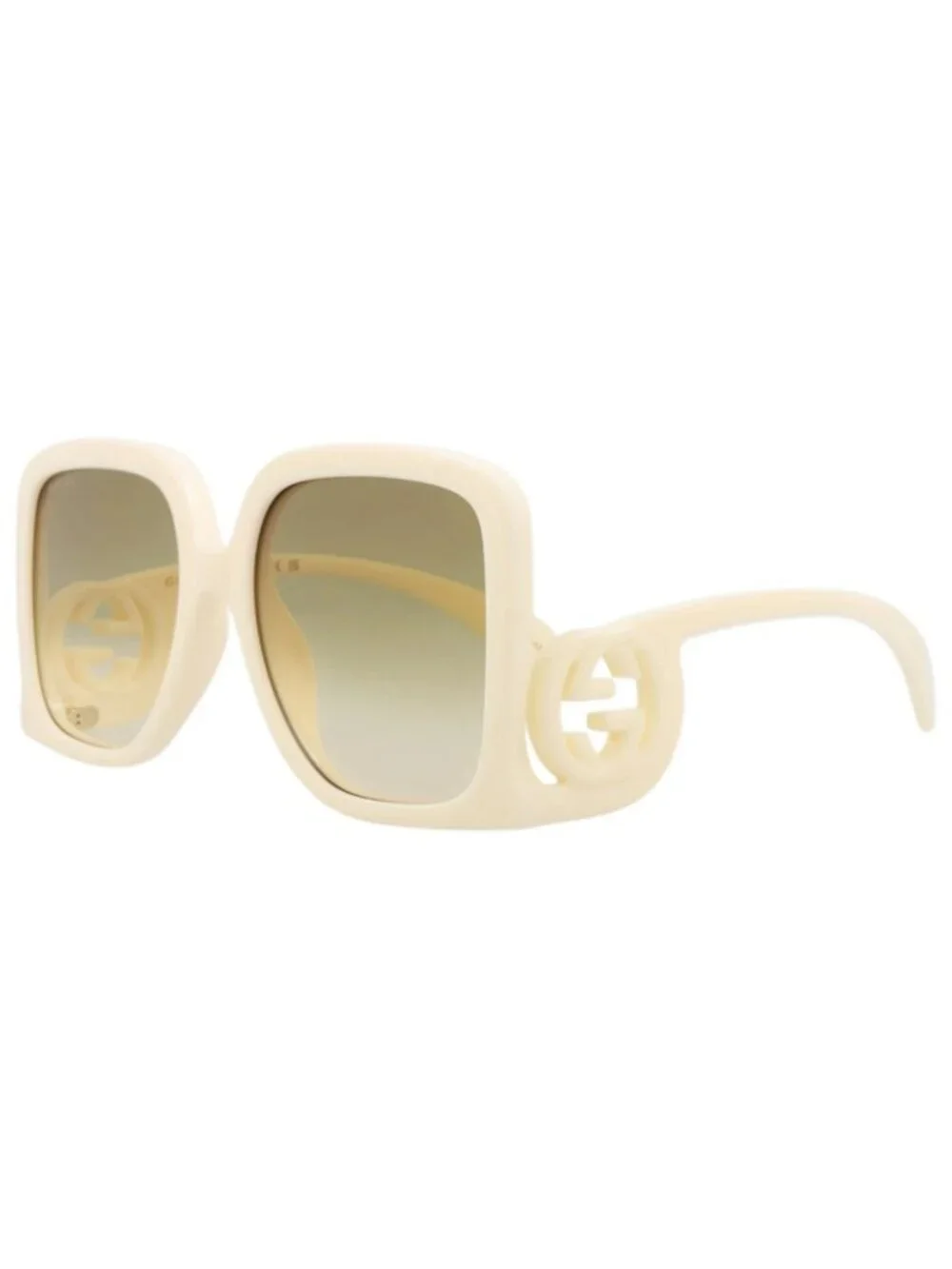 New Gucci Women's Sunglasses Square Rectangle Injection Frame Ivory Ivory Brown